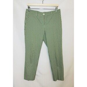 Michael Kors Green White‎ Gingham Check Straight Leg Ankle Pants ITALY Women's 6